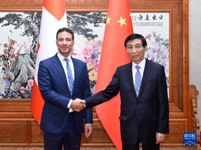 王滬寧會見瑞士聯邦議會聯邦院議長卡羅尼